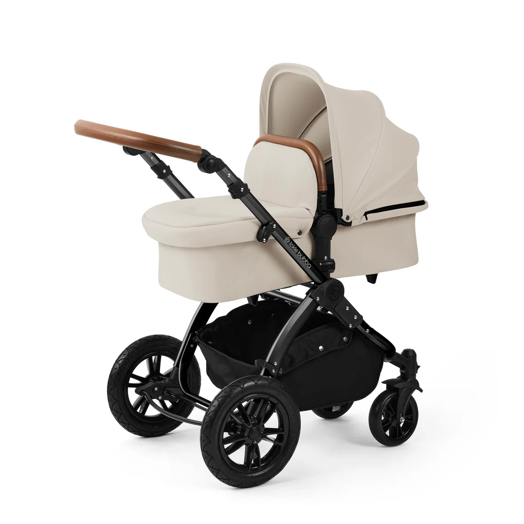 Ickle Bubba Stomp Luxe 12 Piece Travel System with i-Size Nimbus 180° Spin Car Seat & ISOFIX Base Stone on Black