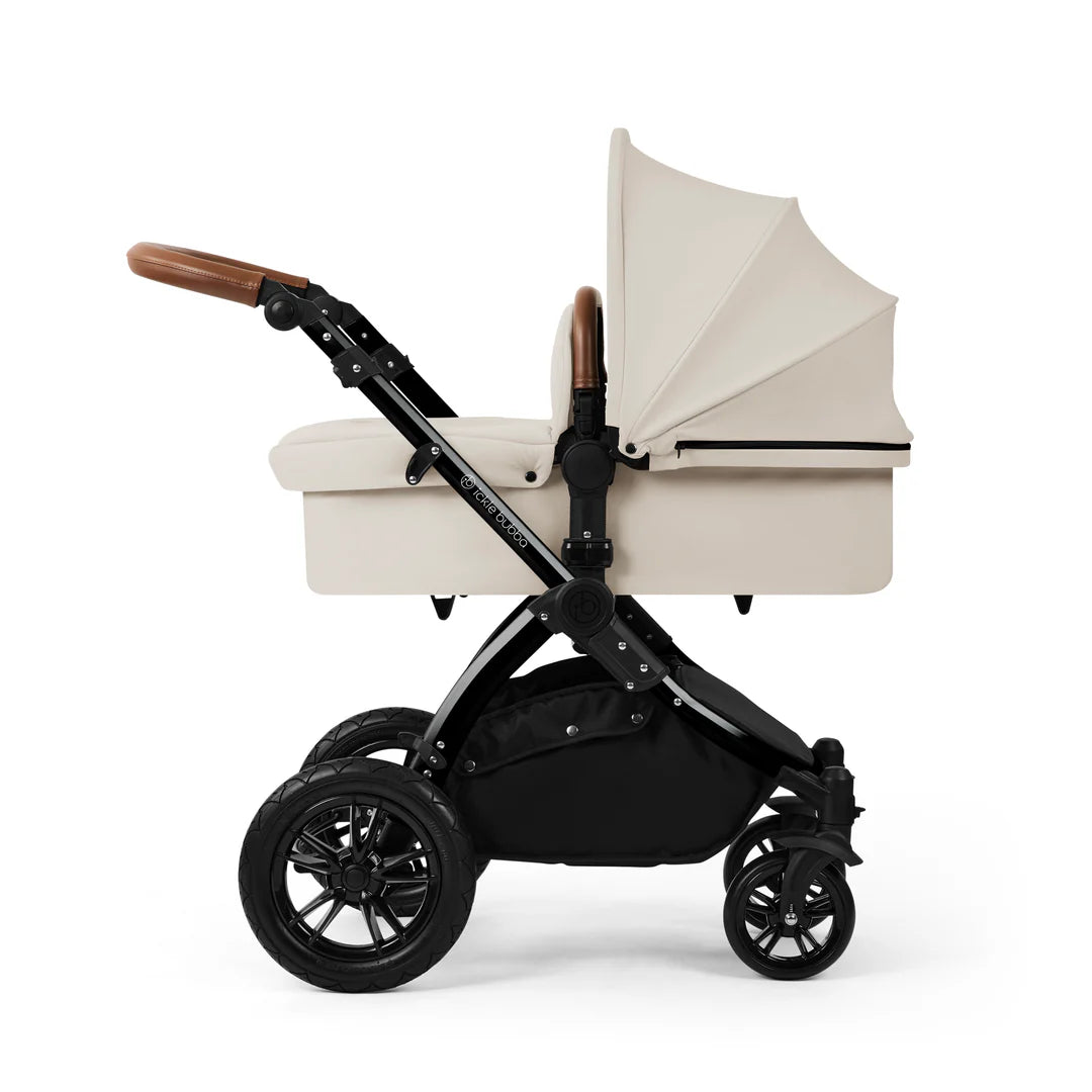 Ickle Bubba Stomp Luxe 12 Piece Travel System with i-Size Nimbus 180° Spin Car Seat & ISOFIX Base Stone on Black