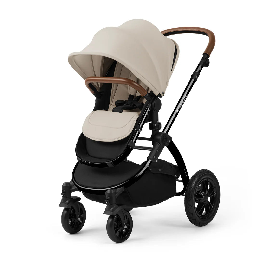Ickle Bubba Stomp Luxe 12 Piece Travel System with i-Size Nimbus 180° Spin Car Seat & ISOFIX Base Stone on Black