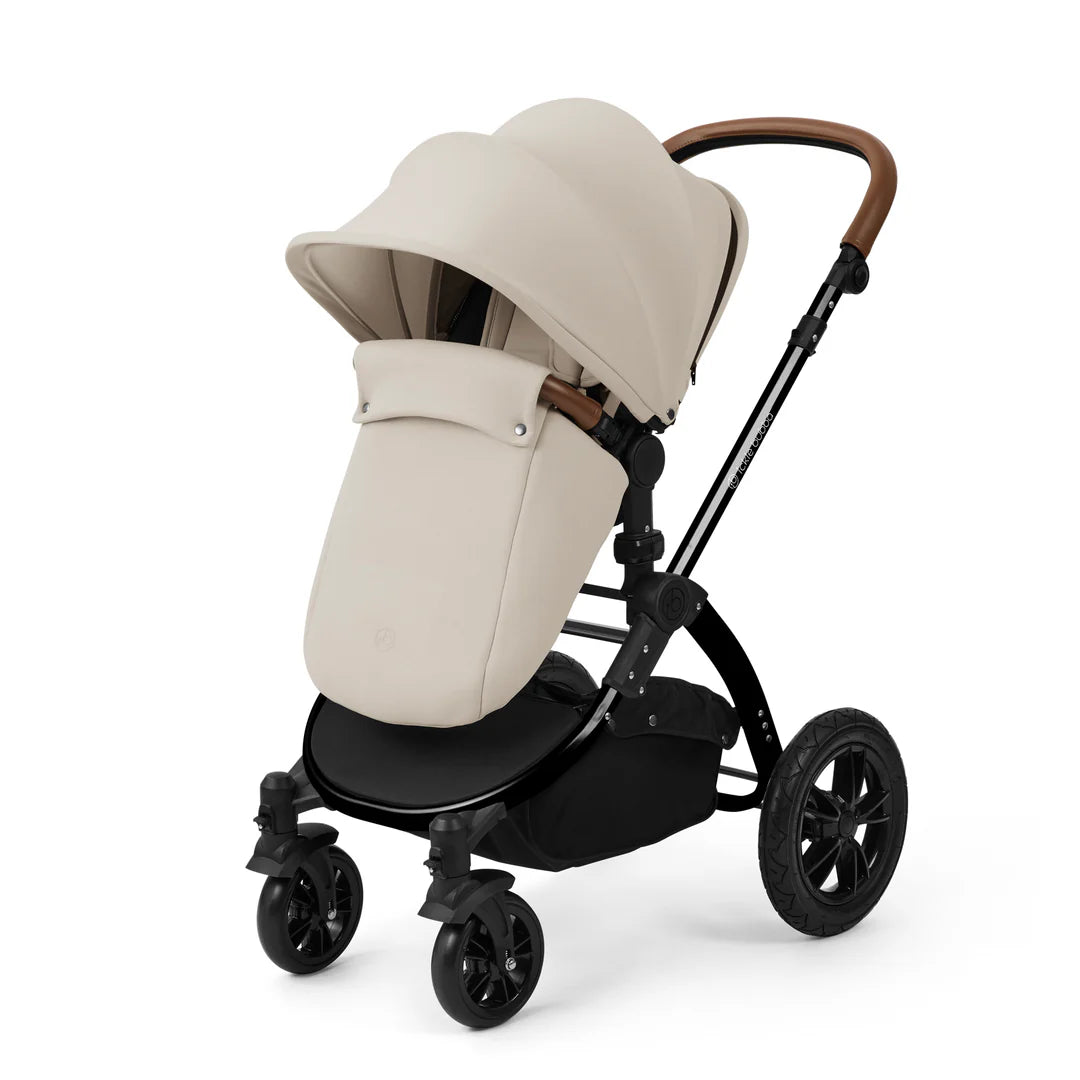 Ickle Bubba Stomp Luxe 12 Piece Travel System with i-Size Nimbus 180° Spin Car Seat & ISOFIX Base Stone on Black