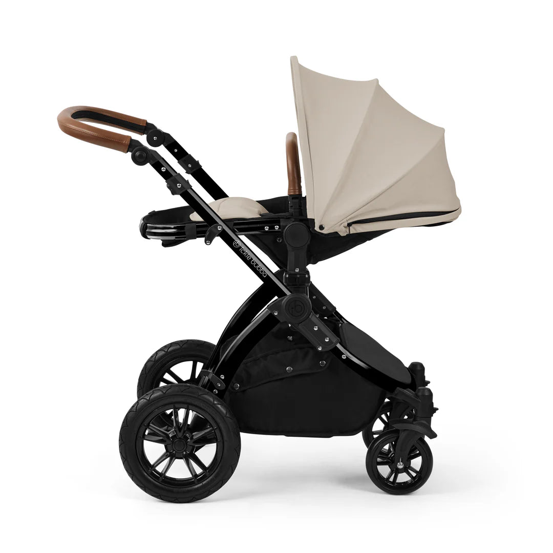 Ickle Bubba Stomp Luxe 12 Piece Travel System with i-Size Nimbus 180° Spin Car Seat & ISOFIX Base Stone on Black
