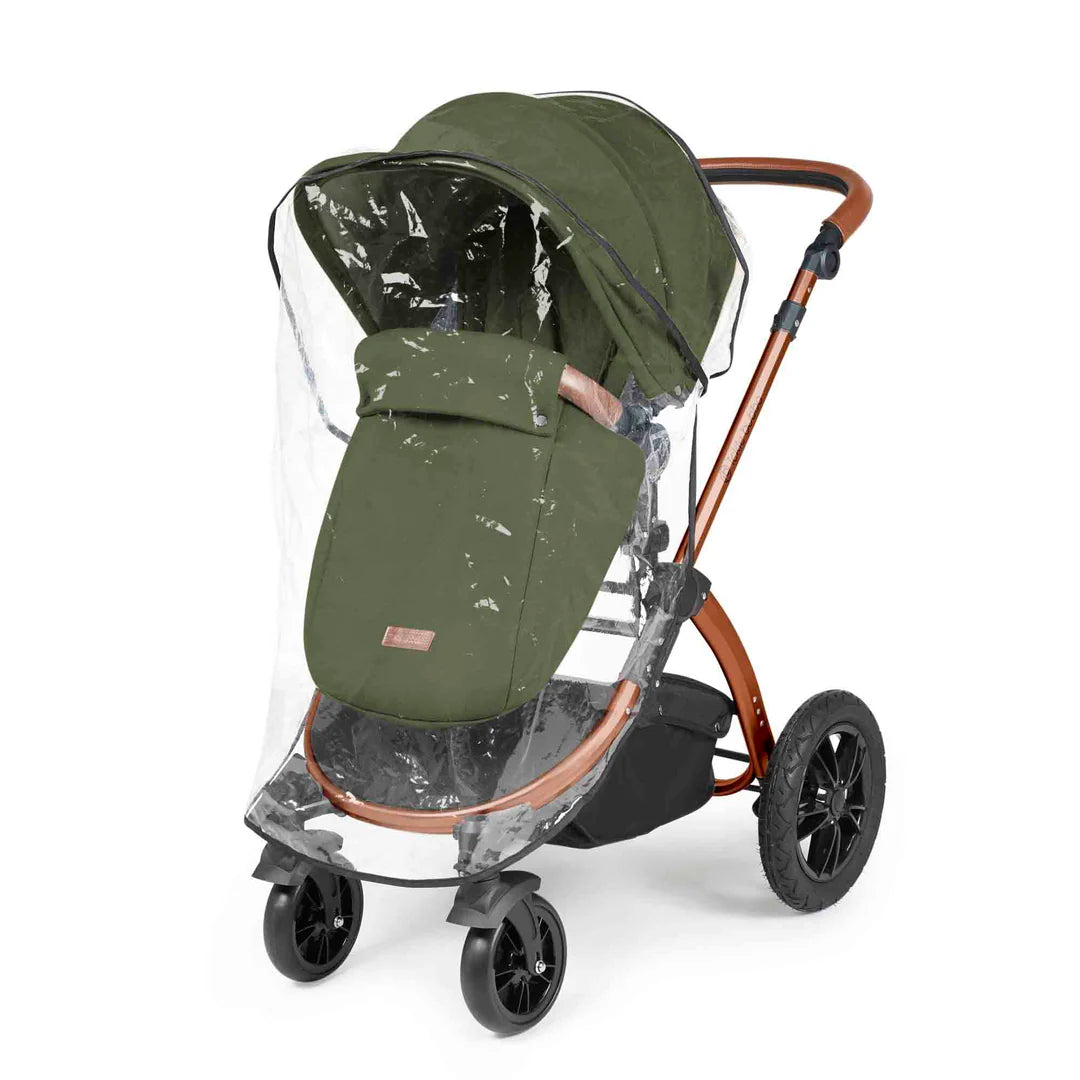 Ickle Bubba Stomp Luxe 12 Piece Travel System with i-Size Nimbus 180° Spin Car Seat & ISOFIX Base Woodland on Bronze
