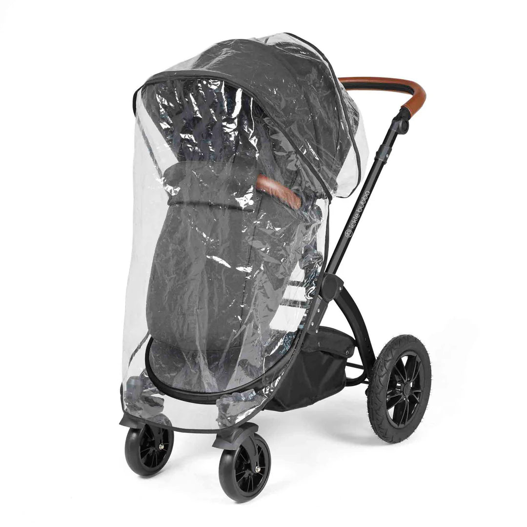 Ickle Bubba Stomp Luxe 12 Piece Travel System with i-Size Nimbus 180° Spin Car Seat & ISOFIX Base Charcoal Grey on Black