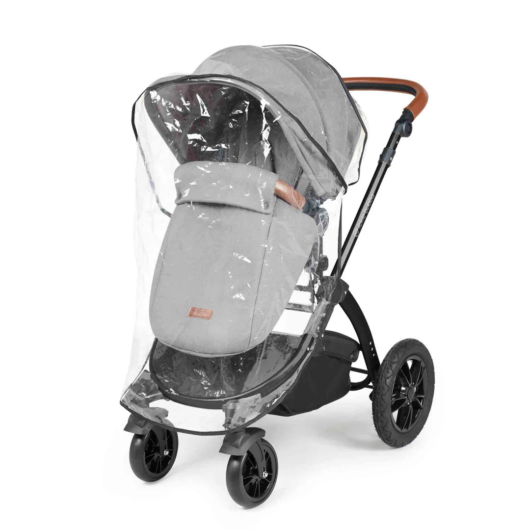 Ickle Bubba Stomp Luxe 12 Piece Travel System with i-Size Nimbus 180° Spin Car Seat & ISOFIX Base Pearl Grey on Black