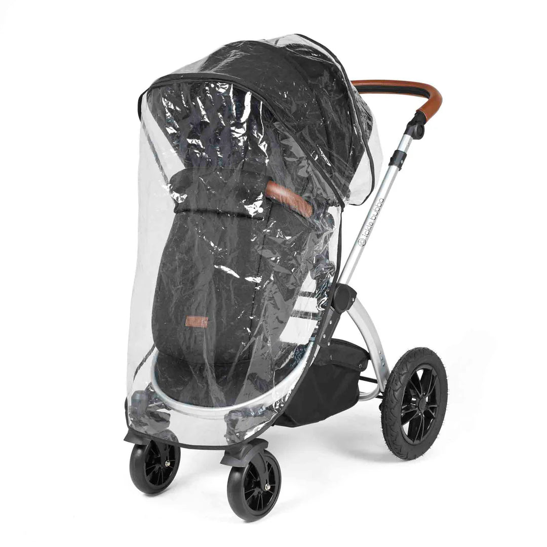 Ickle Bubba Stomp Luxe 12 Piece Travel System with i-Size Nimbus 180° Spin Car Seat & ISOFIX Base Midnight on Silver