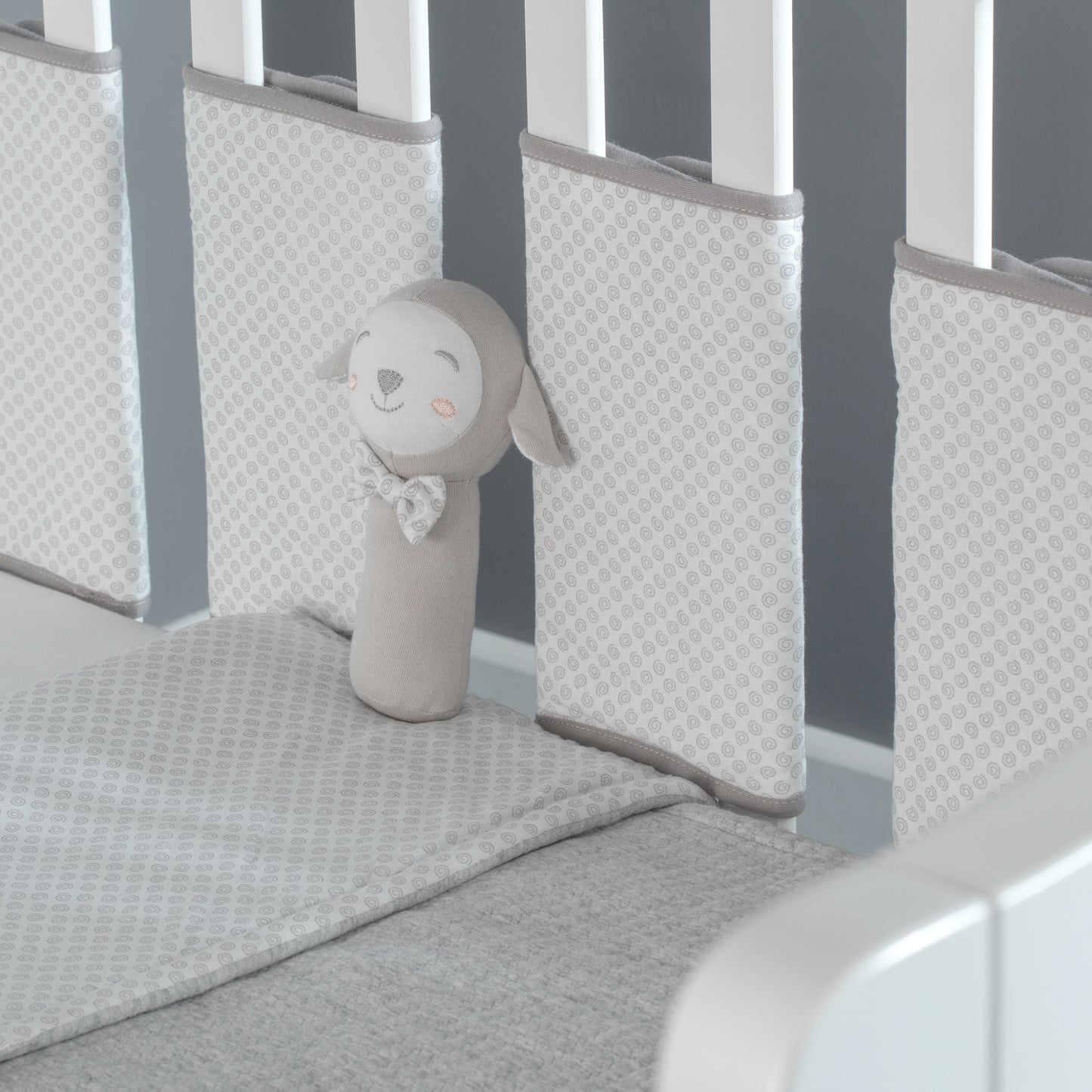 Miniuno Little Baa Lamb 5 Piece Bedding Set - Grey Swirls
