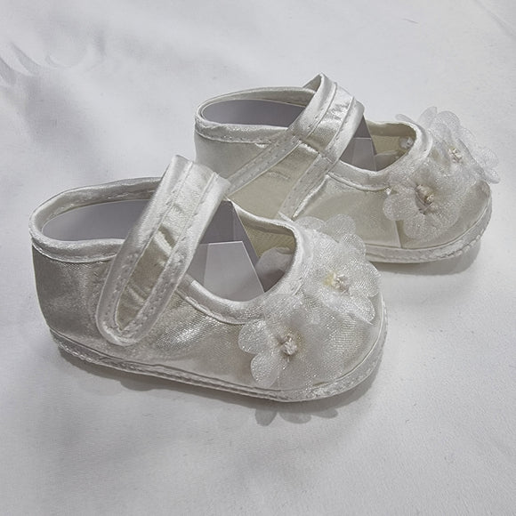 Baby Girls Soft Organza Shoes Lace Flower Ivory