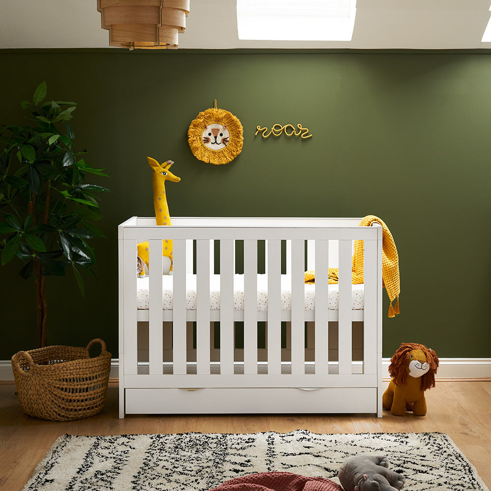 Obaby Nika Mini Cot Bed - White Wash