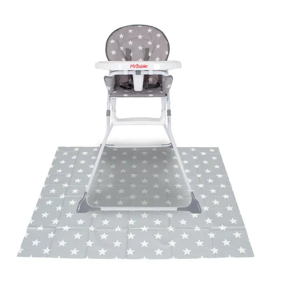 My Babiie Highchair Splash Mat - Grey Stars