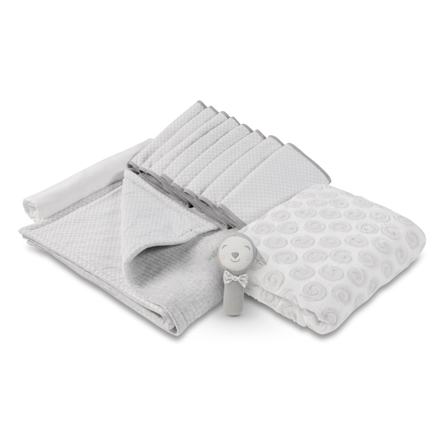 Miniuno Little Baa Lamb 5 Piece Bedding Set - Grey Swirls