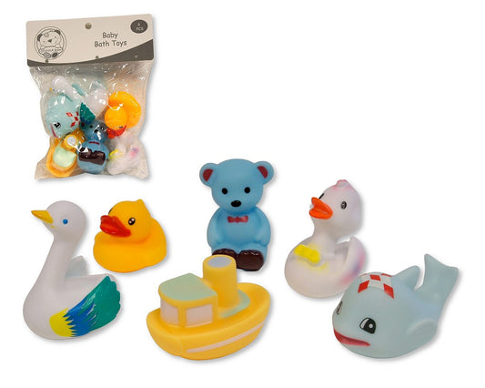 Snuggle Baby Squeaky Baby Bath Toys - Pack of 6 Different Toys