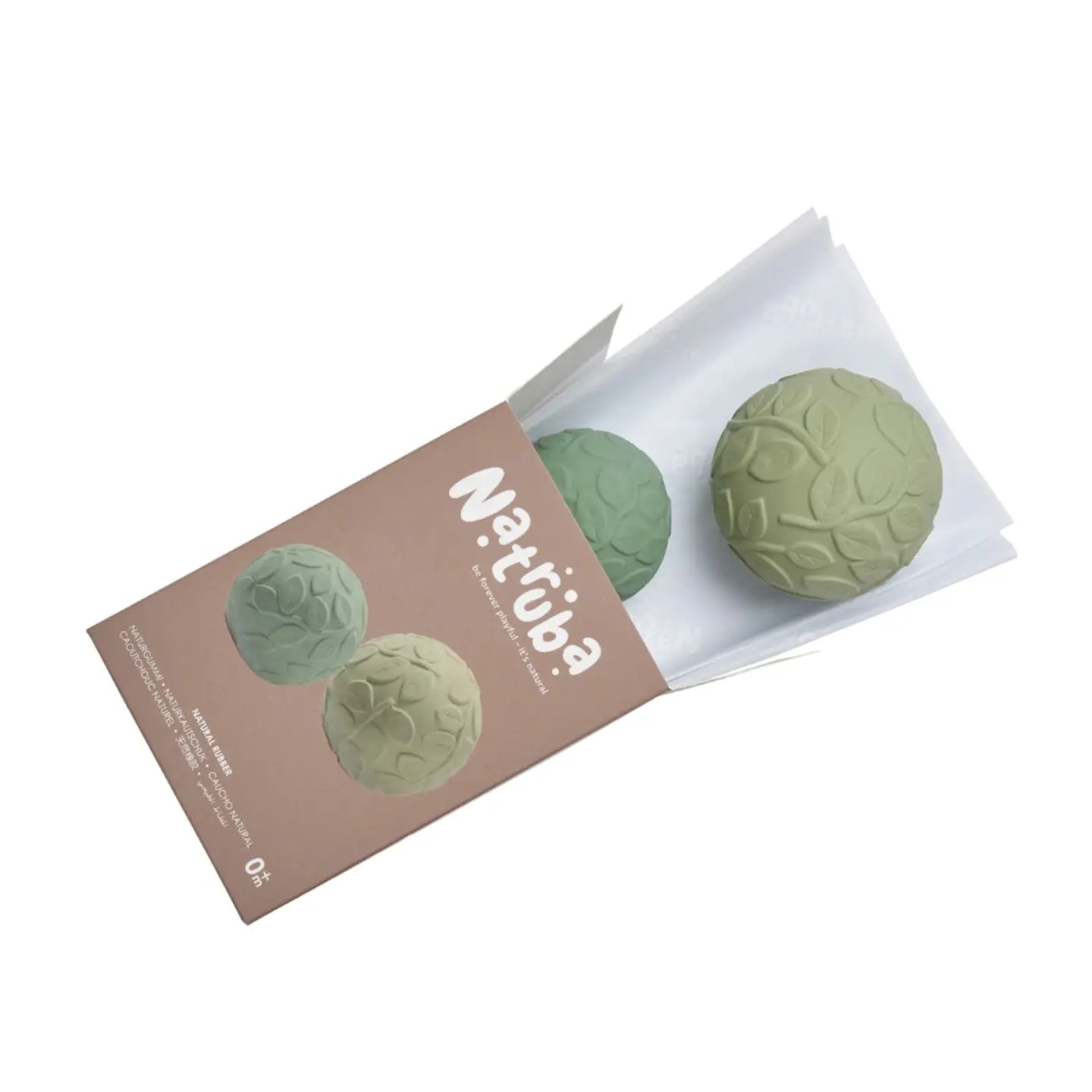 Nibbling Natruba Natural Rubber Sensory Ball Set Leaf - Green
