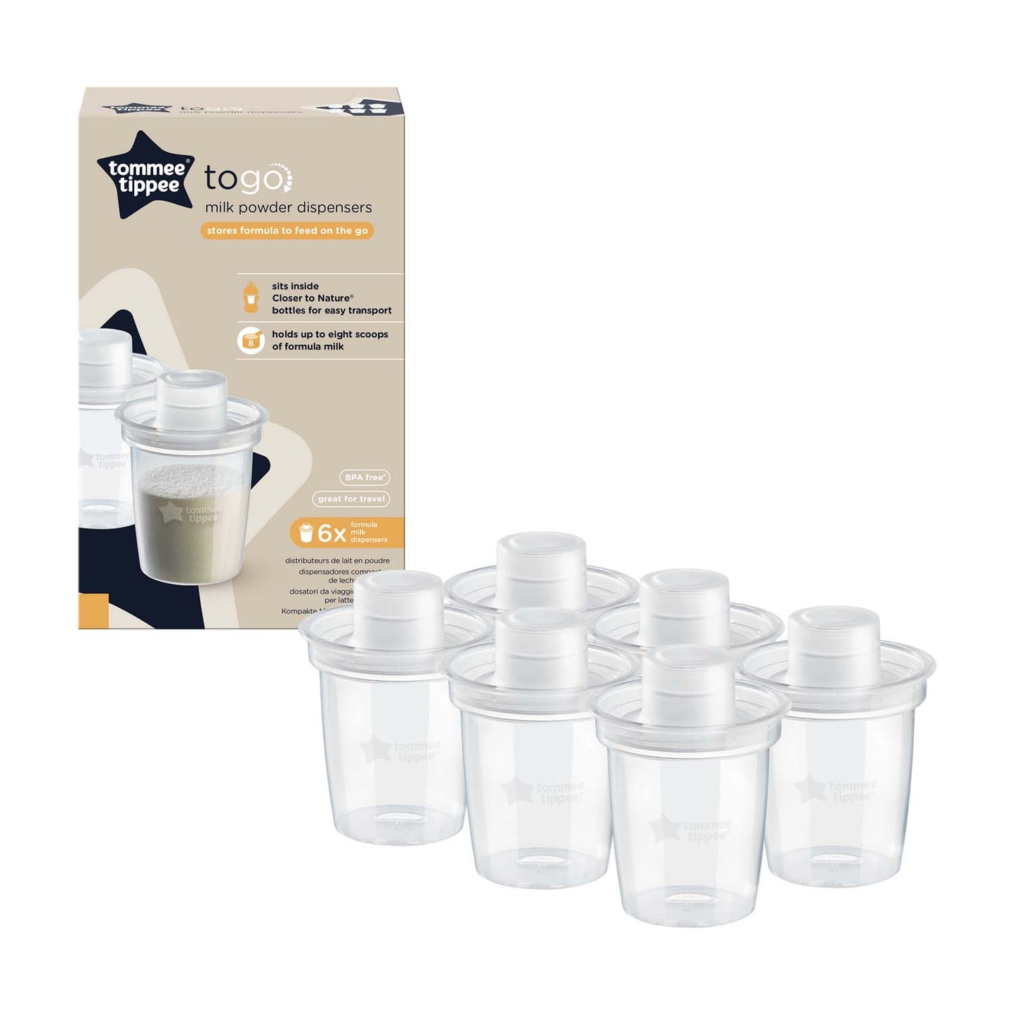 Tommee Tippee Closer to Nature Milk Powder Dispensers 6Pk