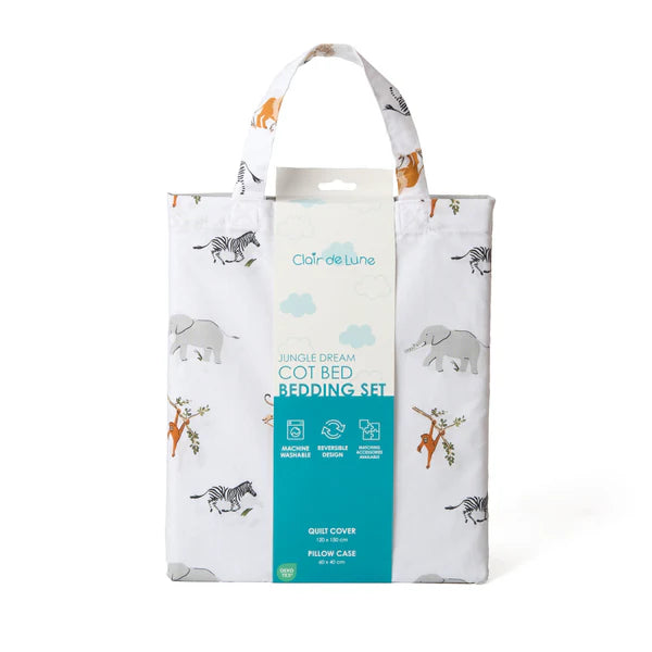 Clair-de-lune Reversible Jungle Dream Cot Bed Duvet Cover and Pillowcase Set