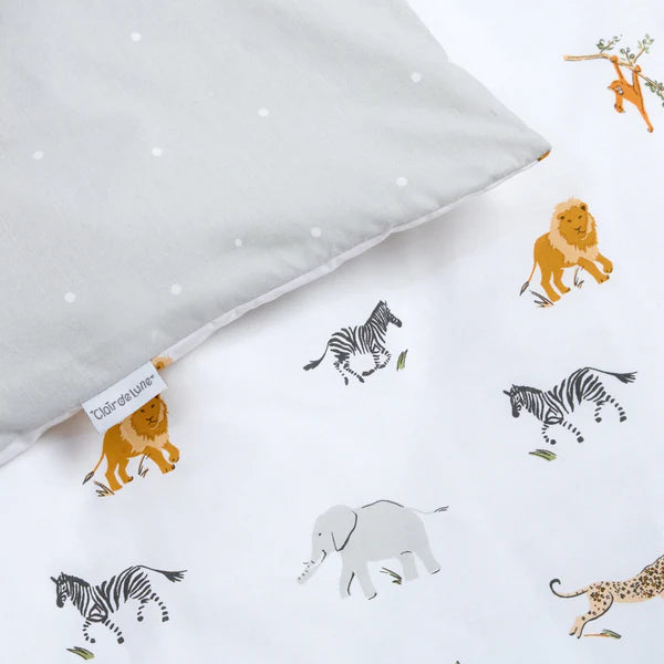 Clair-de-lune Reversible Jungle Dream Cot Bed Duvet Cover and Pillowcase Set