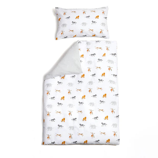Clair-de-lune Reversible Jungle Dream Cot Bed Duvet Cover and Pillowcase Set