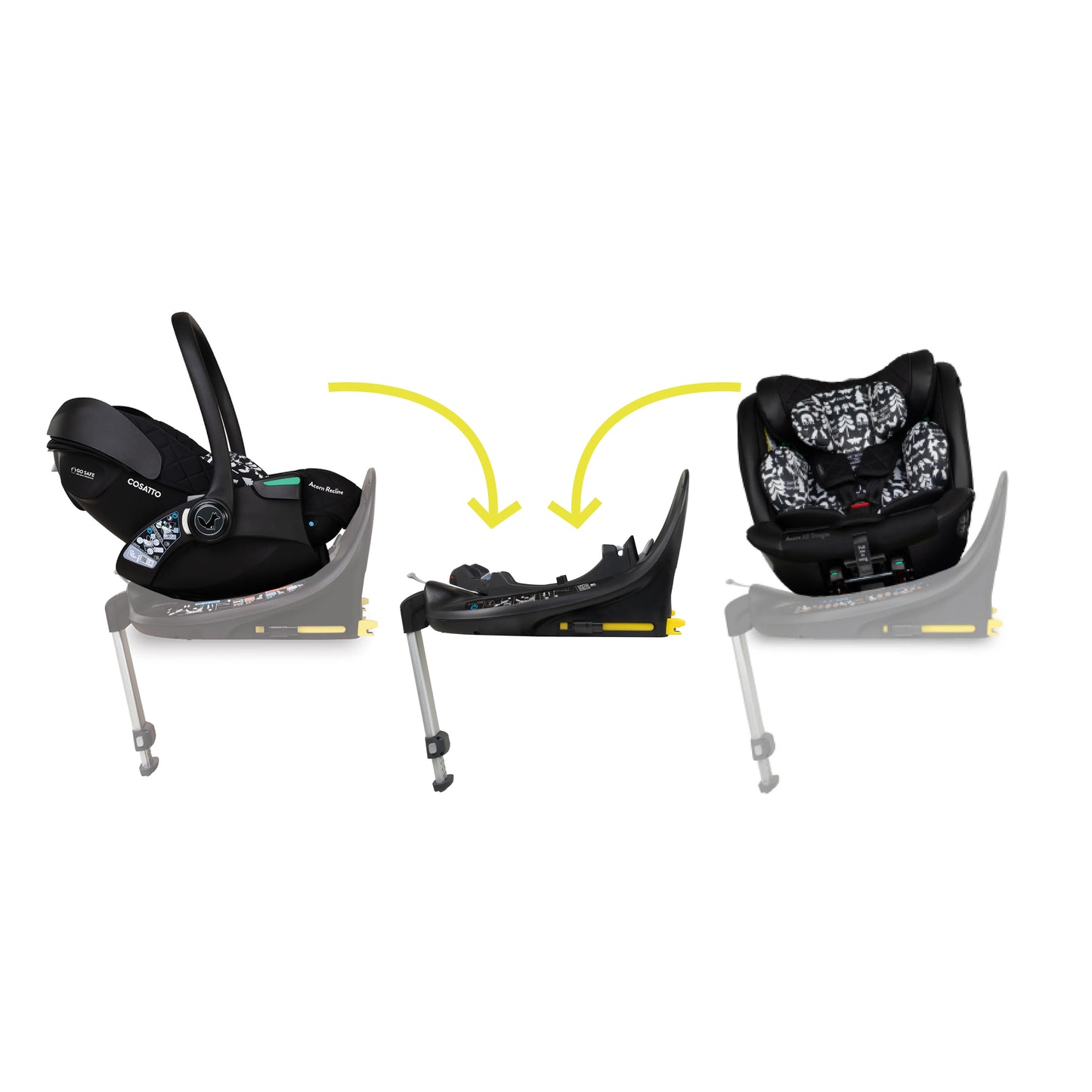 Cosatto Wow 3 All Stage Family Rotate & Recline 2 Base Bundle Silhouette