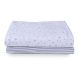 Clair-de-lune Stars & Stripes 2 Pack Fitted Moses Basket Sheets - 74 x 30 cm