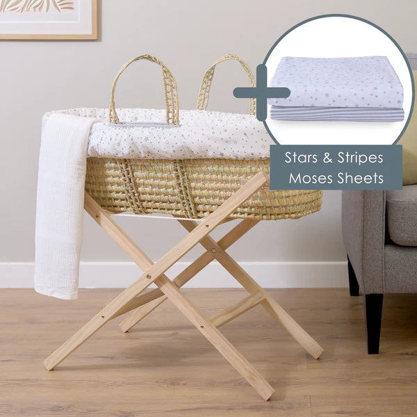 Clair-de-lune Essentials Star Moses Basket Bundle