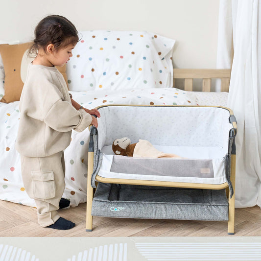 Tutti Bambini CoZee Luxe Mini Me Crib - Oak & Charcoal