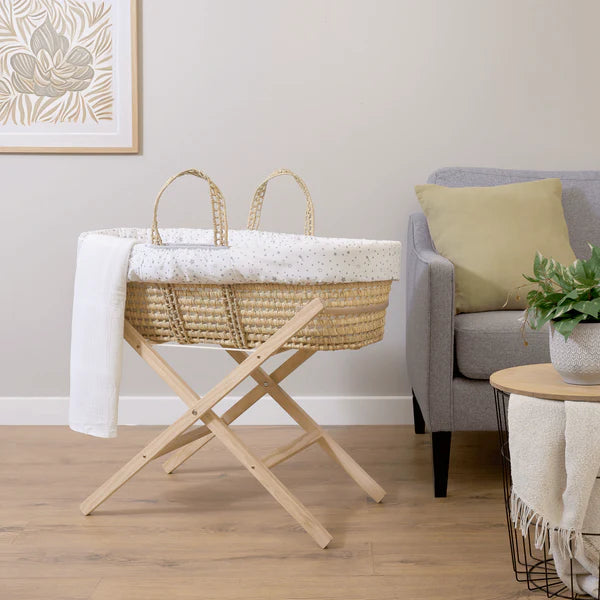 star moses basket Clearance 4baby Deluxe Padded Grey Wicker Moses Basket Grey White Stars The Nursery Store