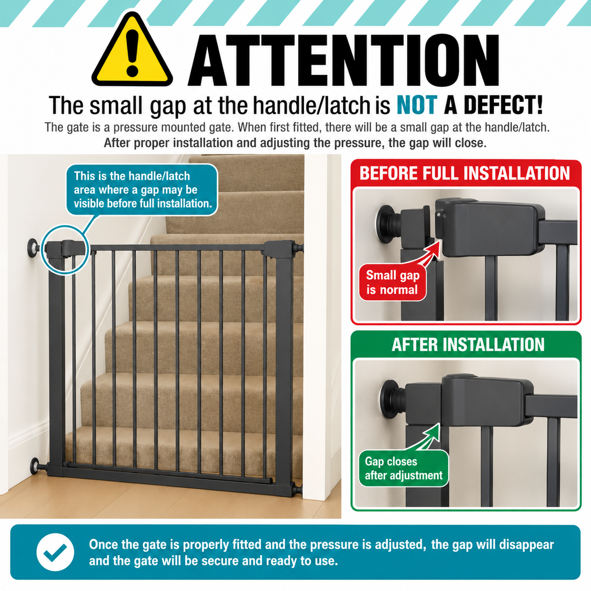 2x FYLO Baby Safety Stair Gate Pressure Fit Extra Wide