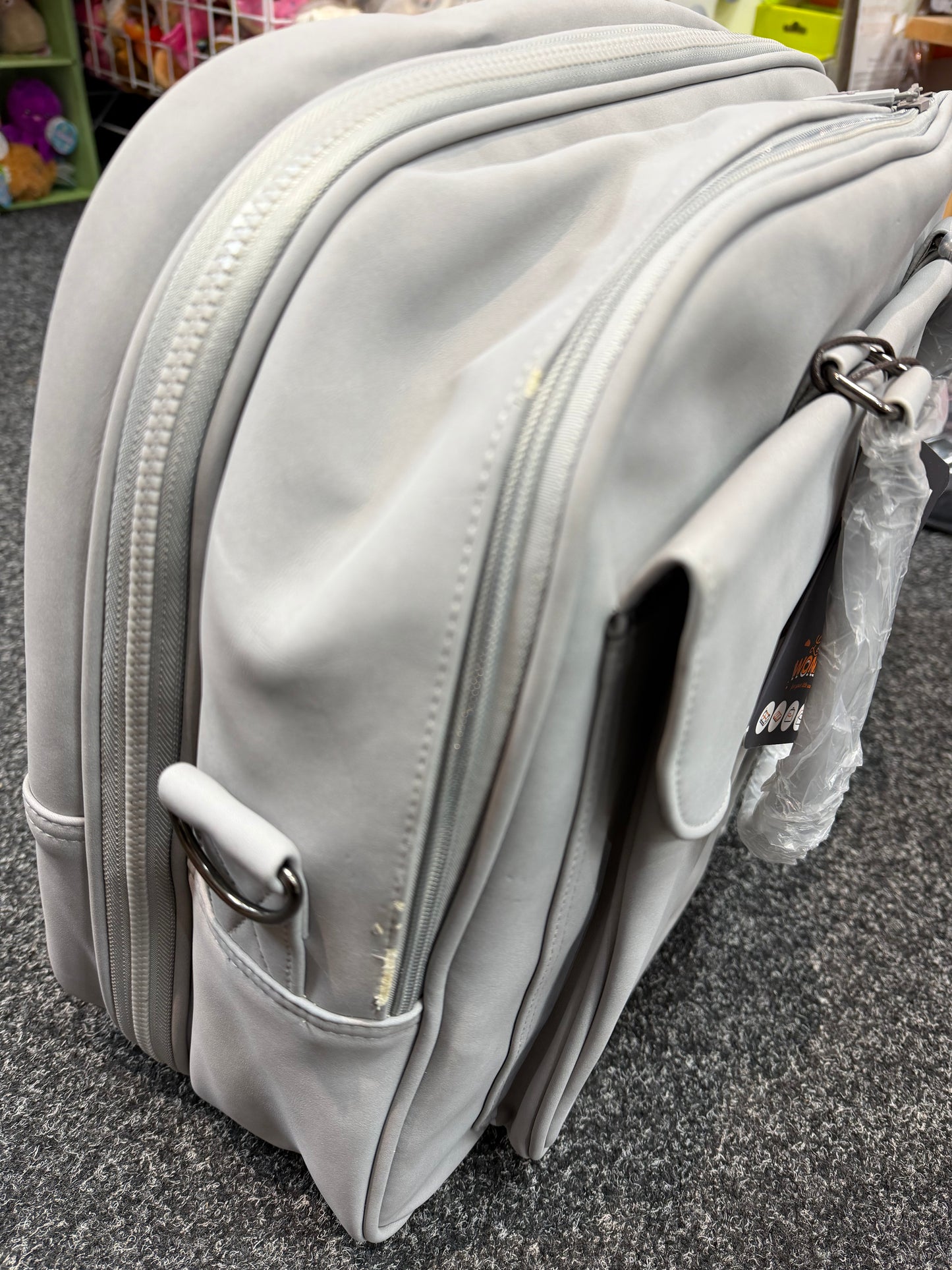 Bizzi Growin Baby Travel Crib Changing Bag - Vegan Leather Whisper Grey - POD