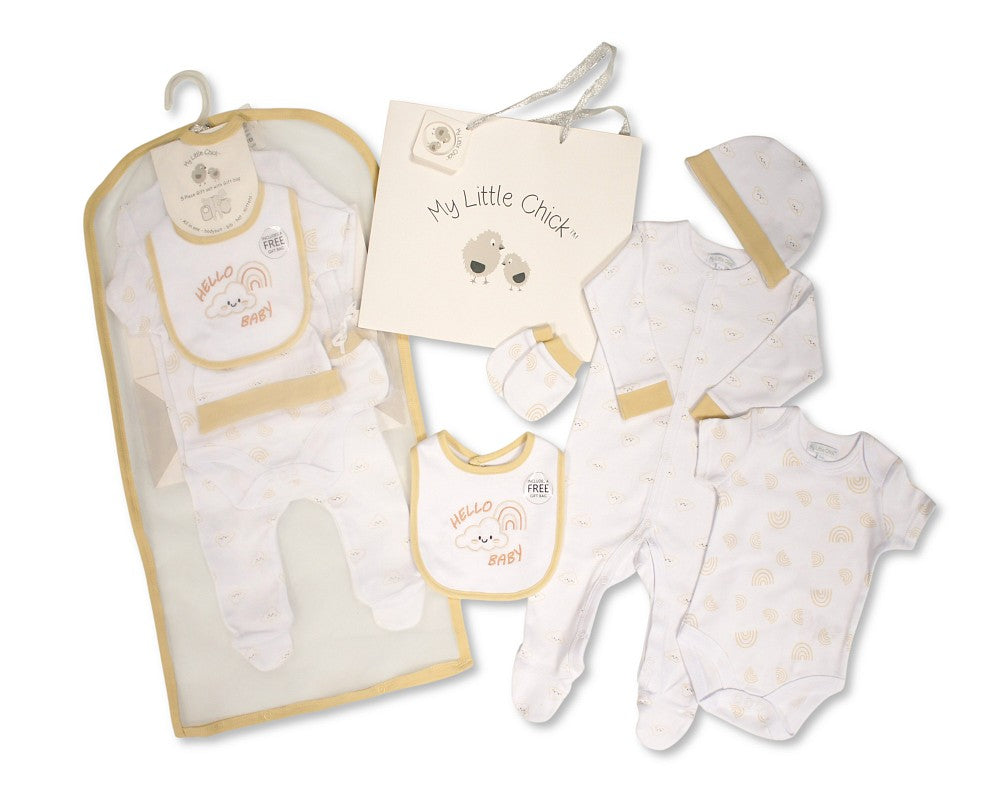 My Little Chick Baby 5 pcs Gift Set with Paper Gift Bag - Hello Baby Neutral