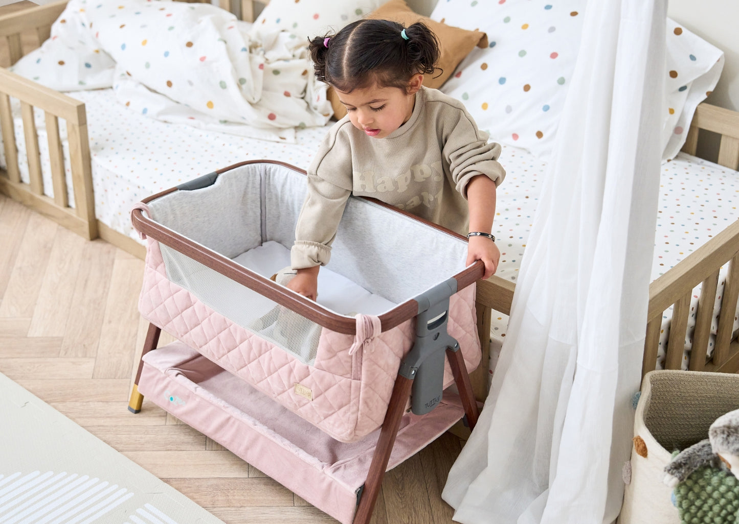 Tutti Bambini CoZee Luxe Mini Me Crib - Walnut & Blush