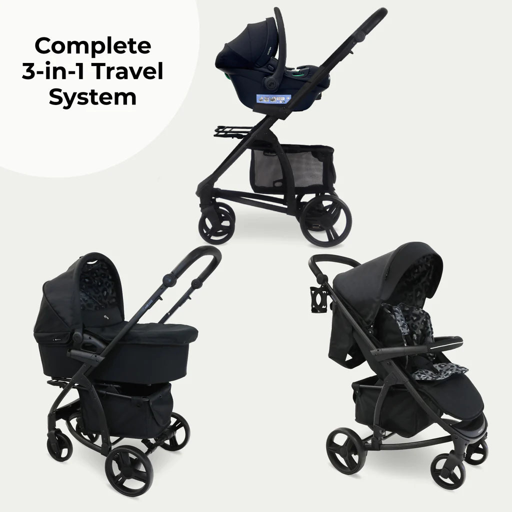 My Babiie MB200i 3-in-1 Travel System with i-Size Car Seat - Black Leopard