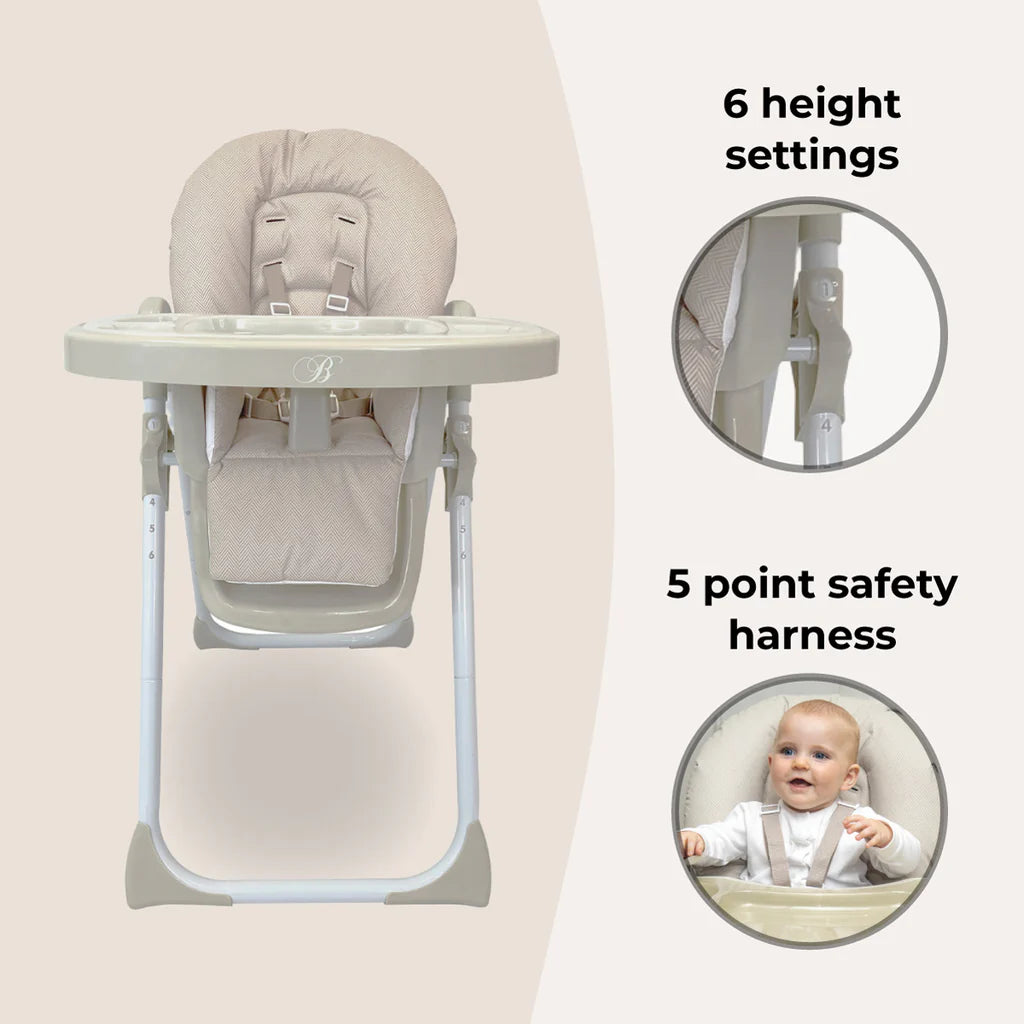 My Babiie MBHC8 Premium Highchair - Oatmeal Herringbone