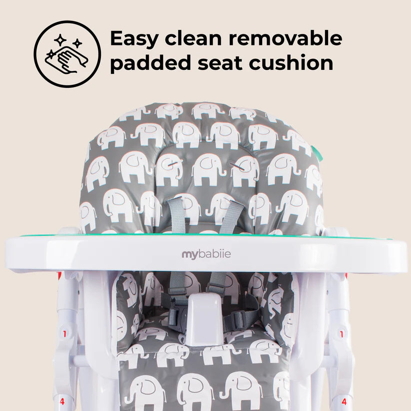 My Babiie MBHC8 Premium Highchair - Elephants