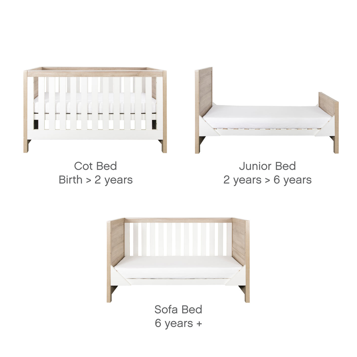 Tutti Bambini Modena 3 Piece Room Set White & Oak