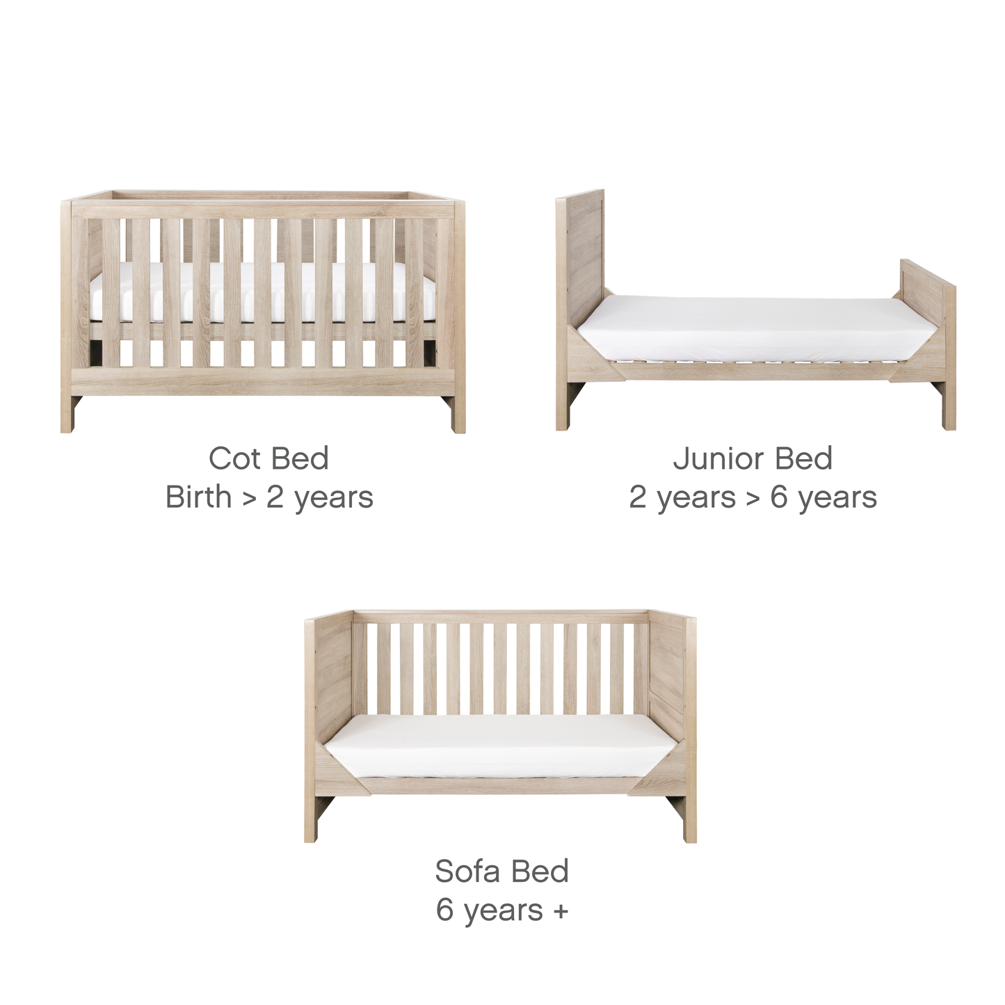Tutti Bambini Modena 3 in 1 Cot Bed Oak