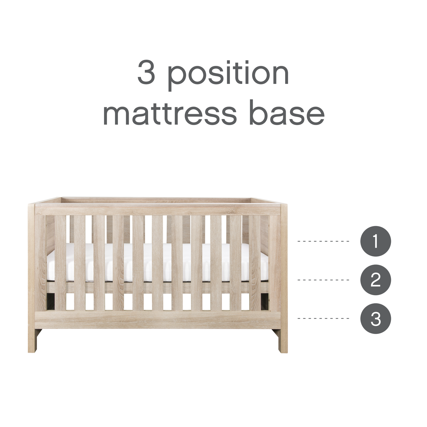 Tutti Bambini Modena 3 in 1 Cot Bed Oak