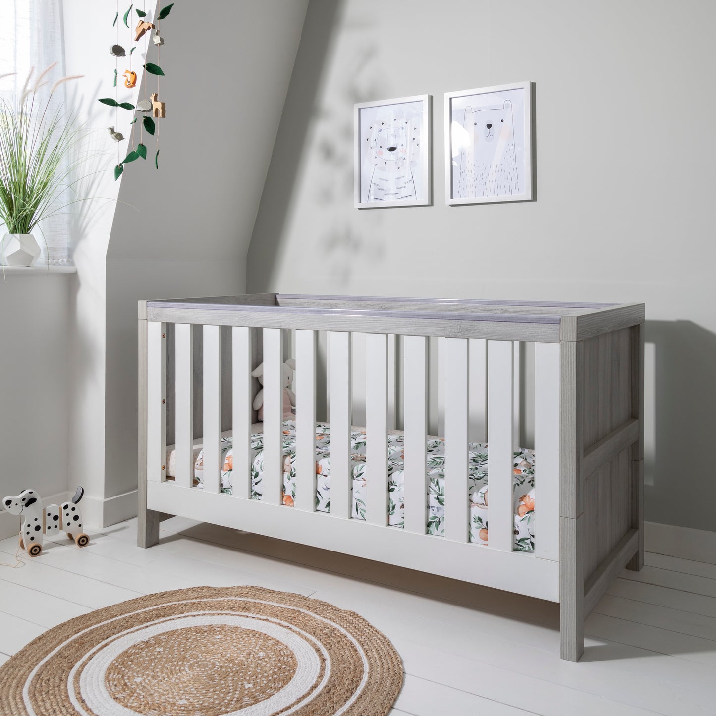 Tutti Bambini Modena 3 in 1 Cot Bed White & Grey Ash