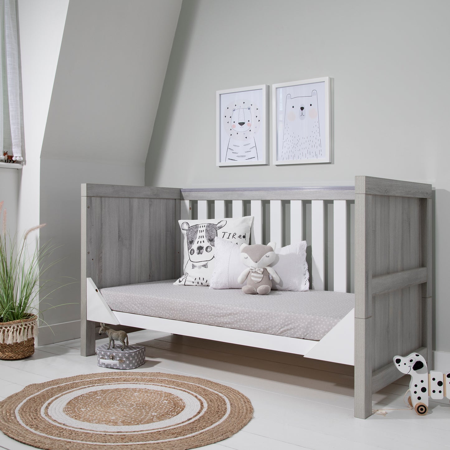 Tutti Bambini Modena 3 in 1 Cot Bed White & Grey Ash
