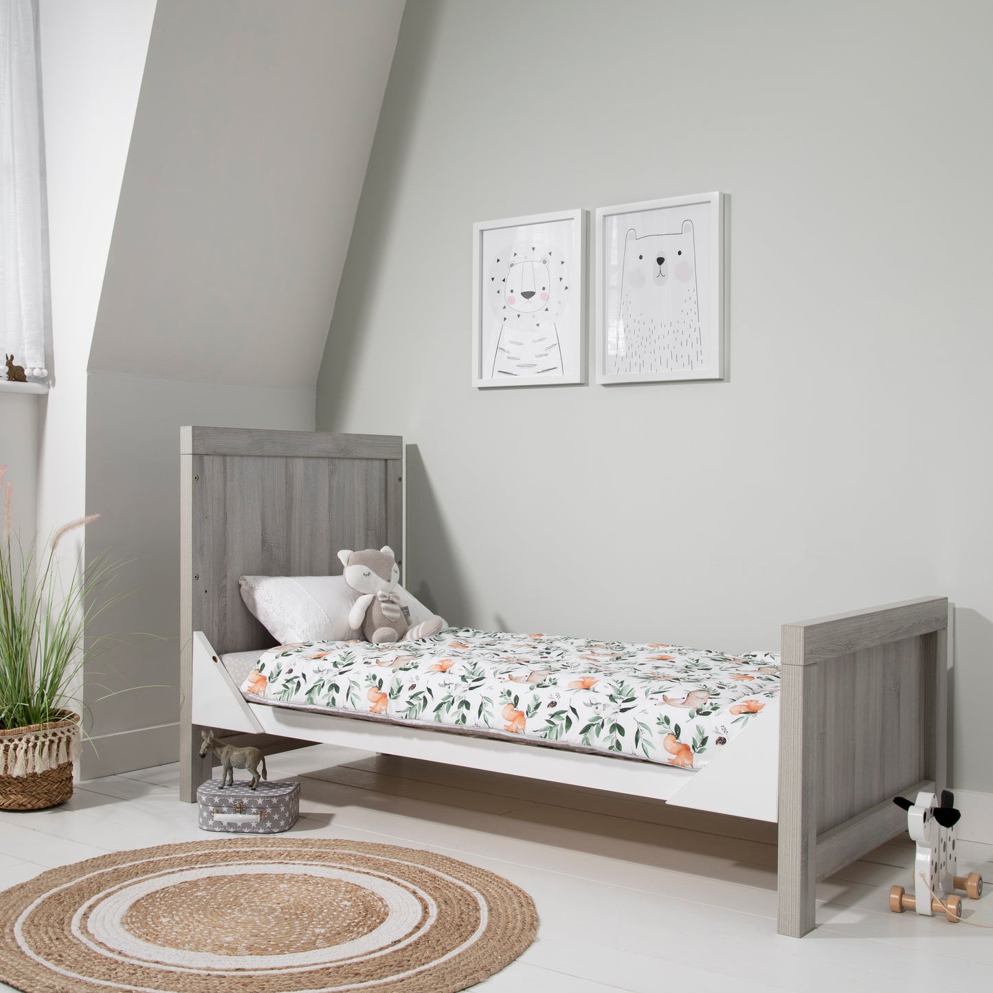 Tutti Bambini Modena 3 in 1 Cot Bed White & Grey Ash