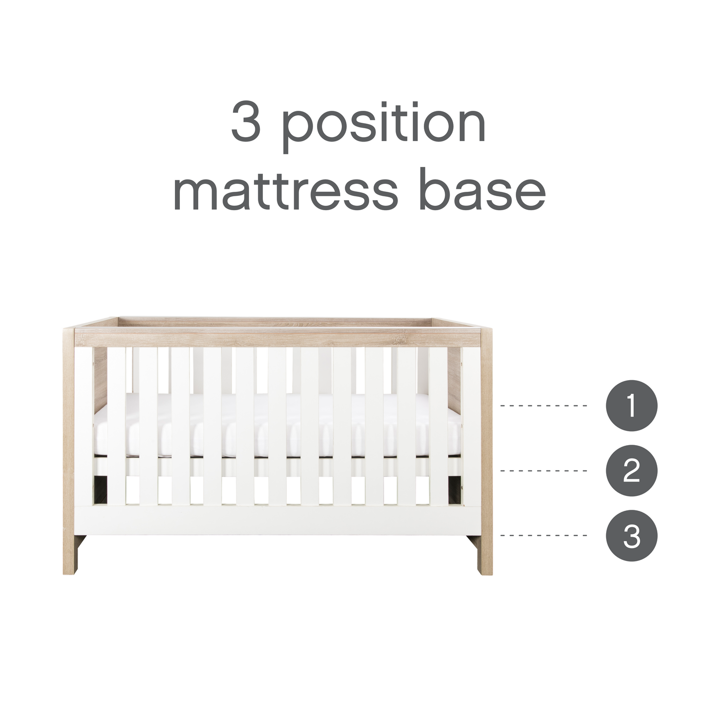Tutti Bambini Modena 3 in 1 Cot Bed White & Oak