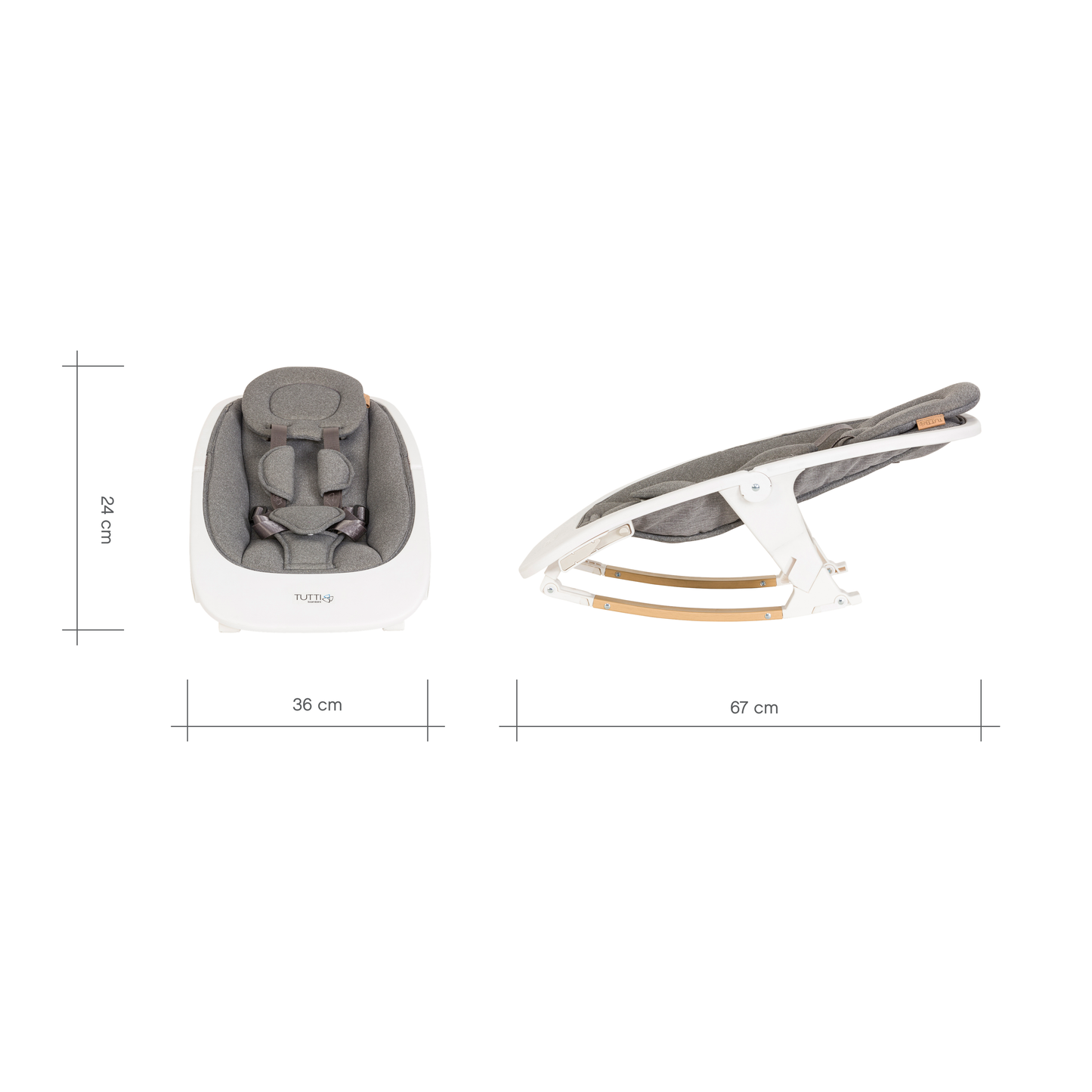 Tutti Bambini Nova Evolutionary Newborn Rocker - White/Oak
