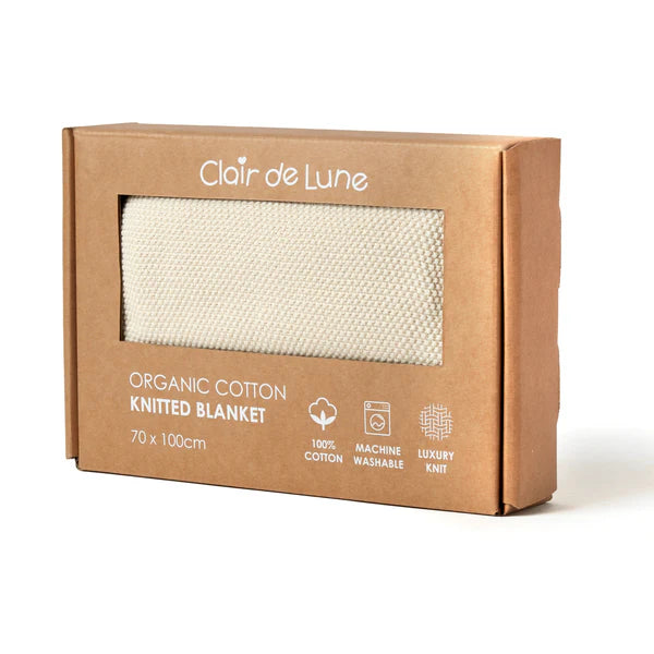 Clair-de-lune Organic Knitted Blanket Cream