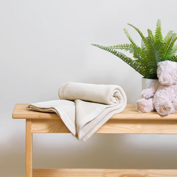 Clair-de-lune Organic Knitted Blanket Cream