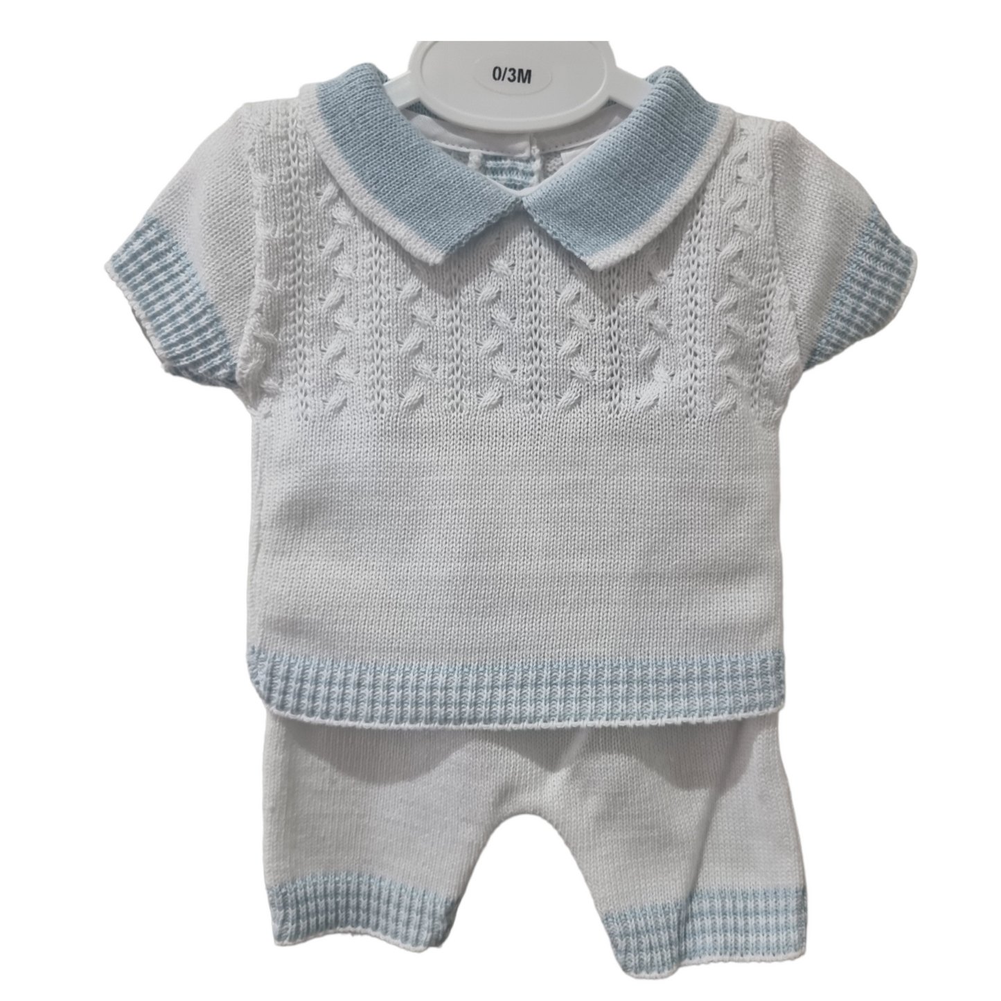 Ninas Y Ninos Stripped Cable 2 Piece White & Blue