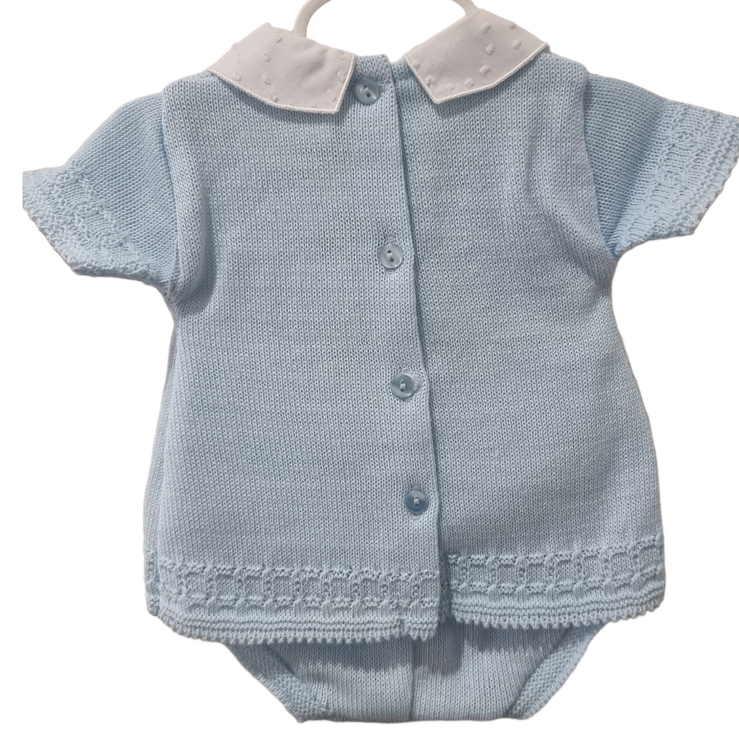 Pequilino Knitted Top & Pants with Collar Blue