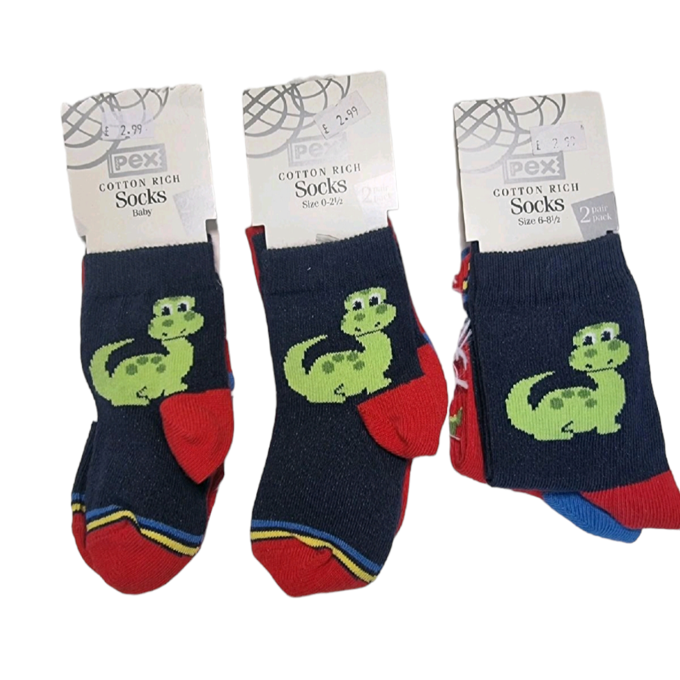 Pex Dinosaur Socks 2 pack