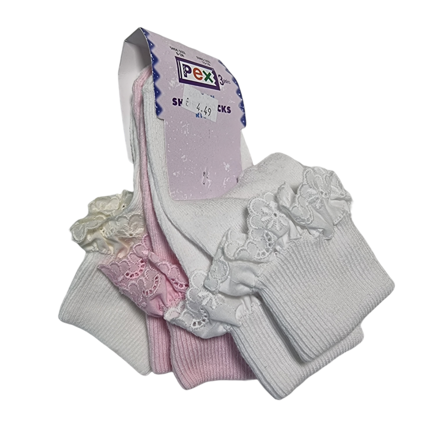 Pex 3 Pack Girls Ankle Socks
