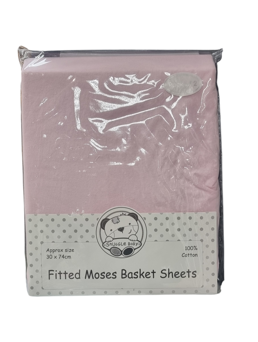 Snuggle Baby Fitted Moses Sheets Pack of 2 - 3 Colours