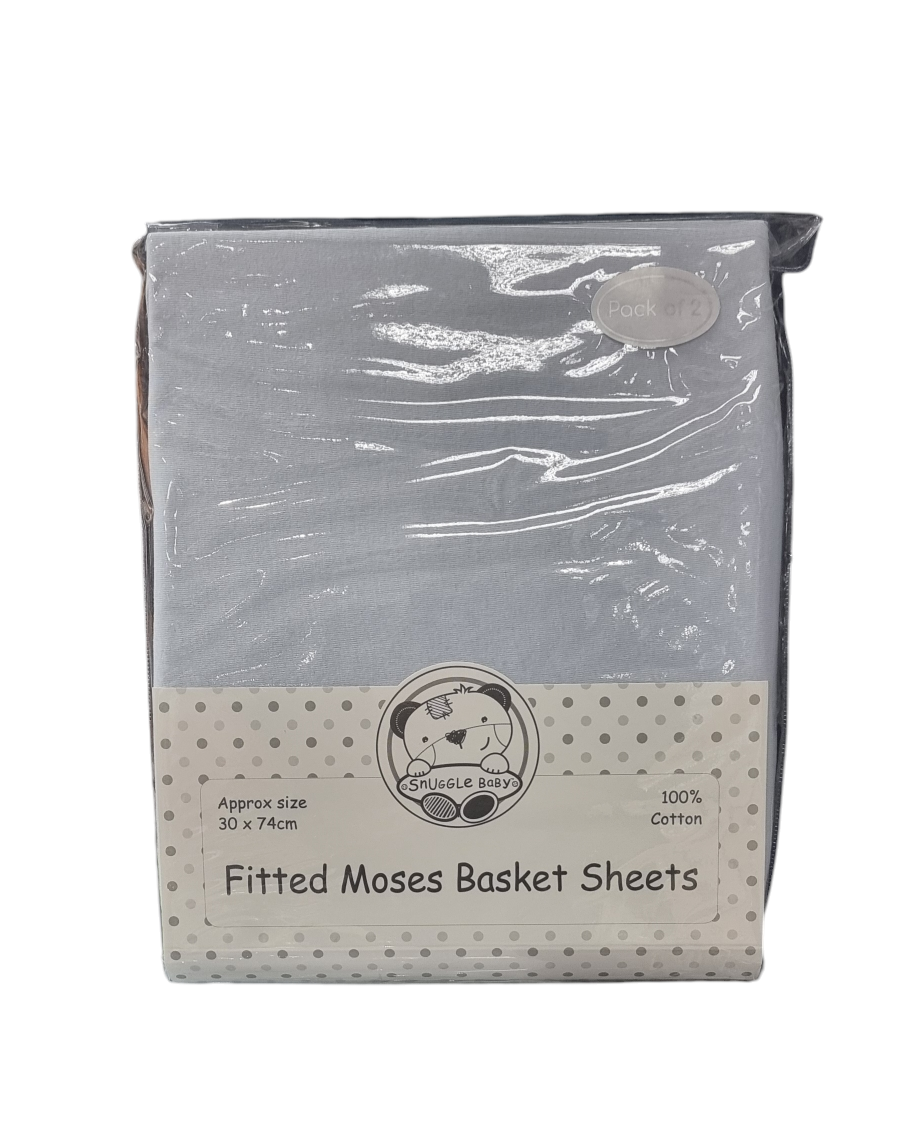 Snuggle Baby Fitted Moses Sheets Pack of 2 - 3 Colours
