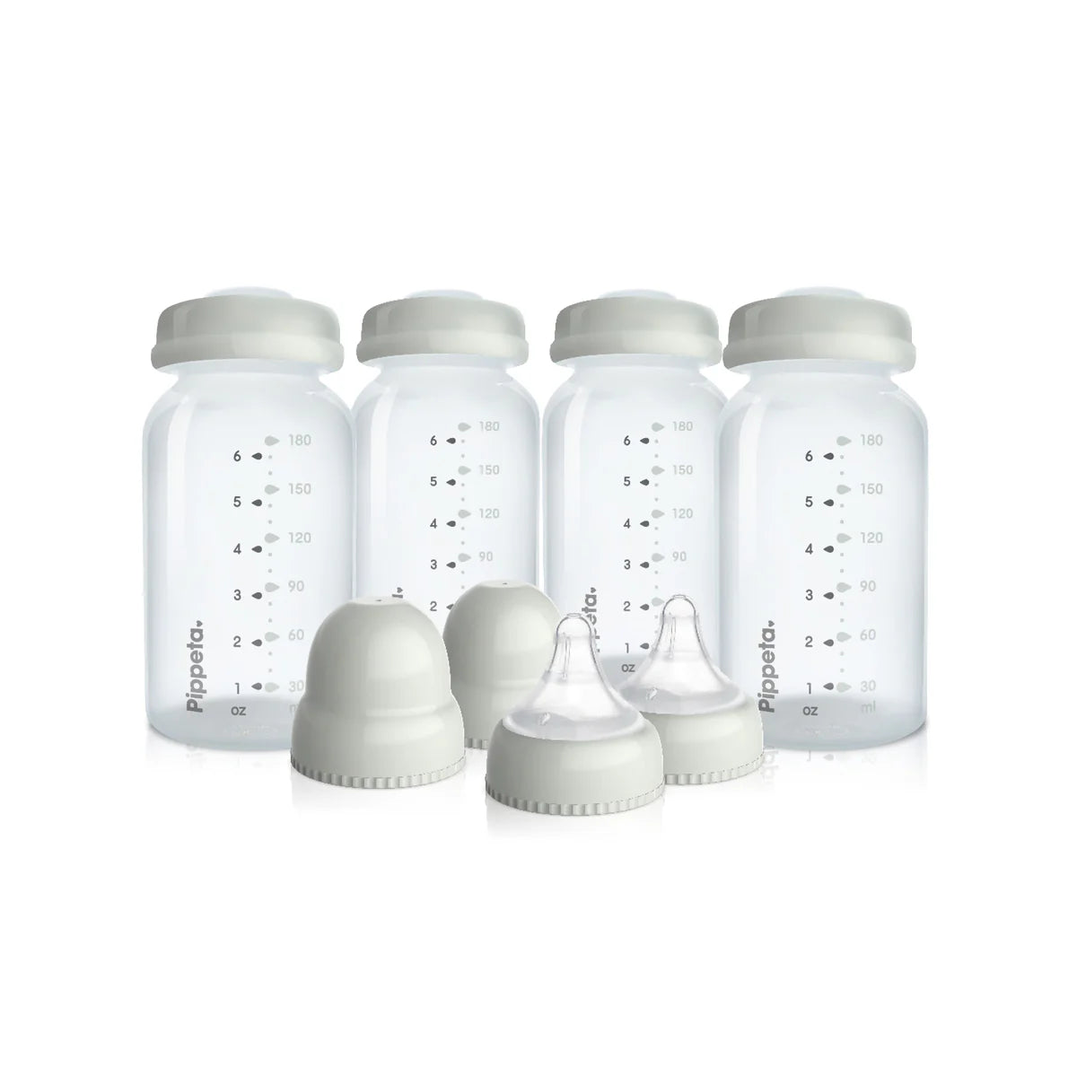 Pippeta Milk/Food Storage Bottles, teats & lids Pack of 4