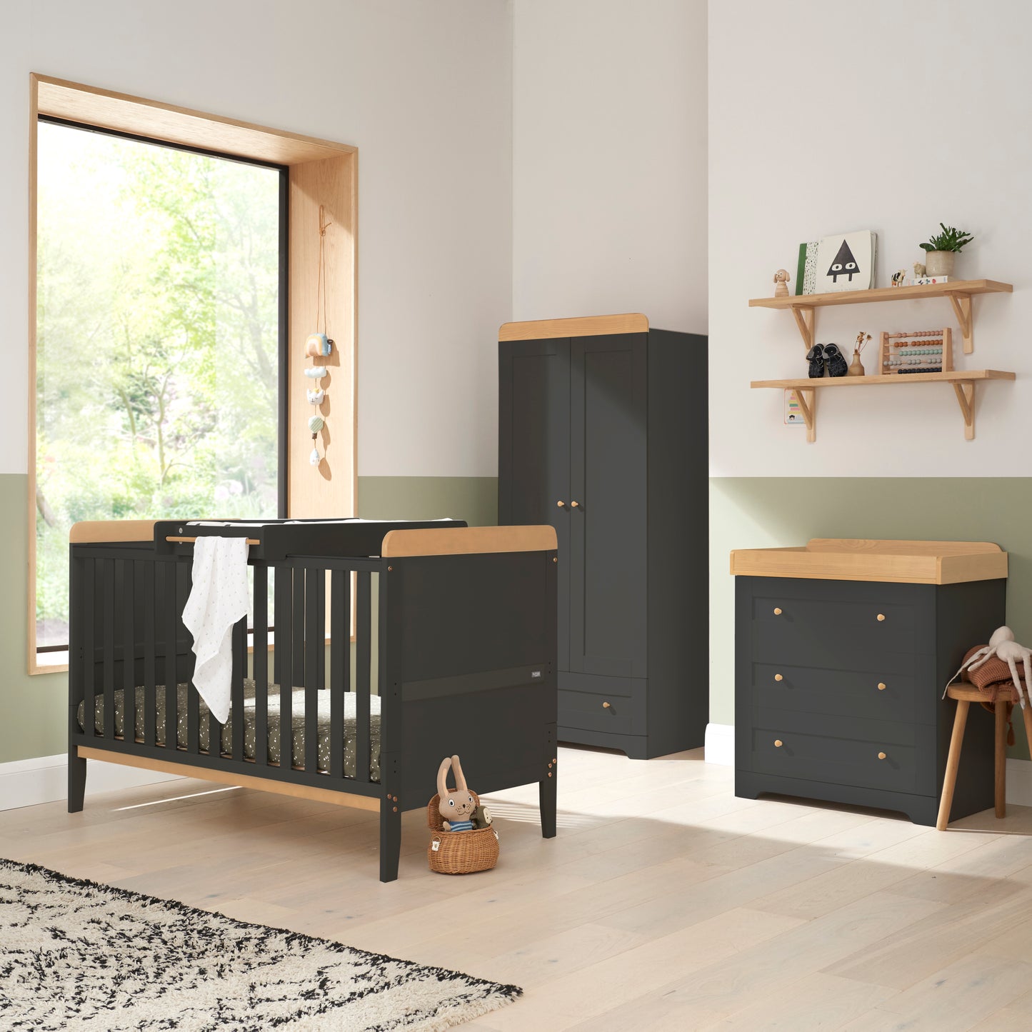 Tutti Bambini Rio 3 Piece Room Set Slate Grey & Oak